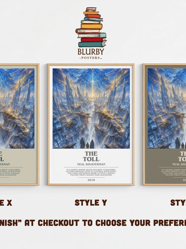 The Toll bookish print in frame leaning in hallway – young adult wall art