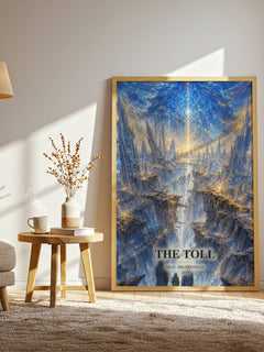 The Toll watercolour print in frame leaning in hallway – young adult wall art