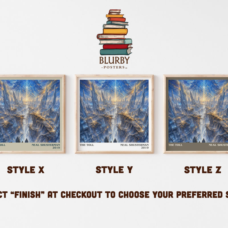 The Toll literary print in frame leaning in hallway – young adult wall art