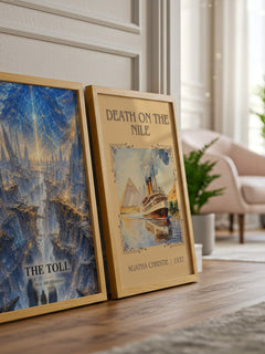 The Toll watercolour print framed by window – literary home decor
