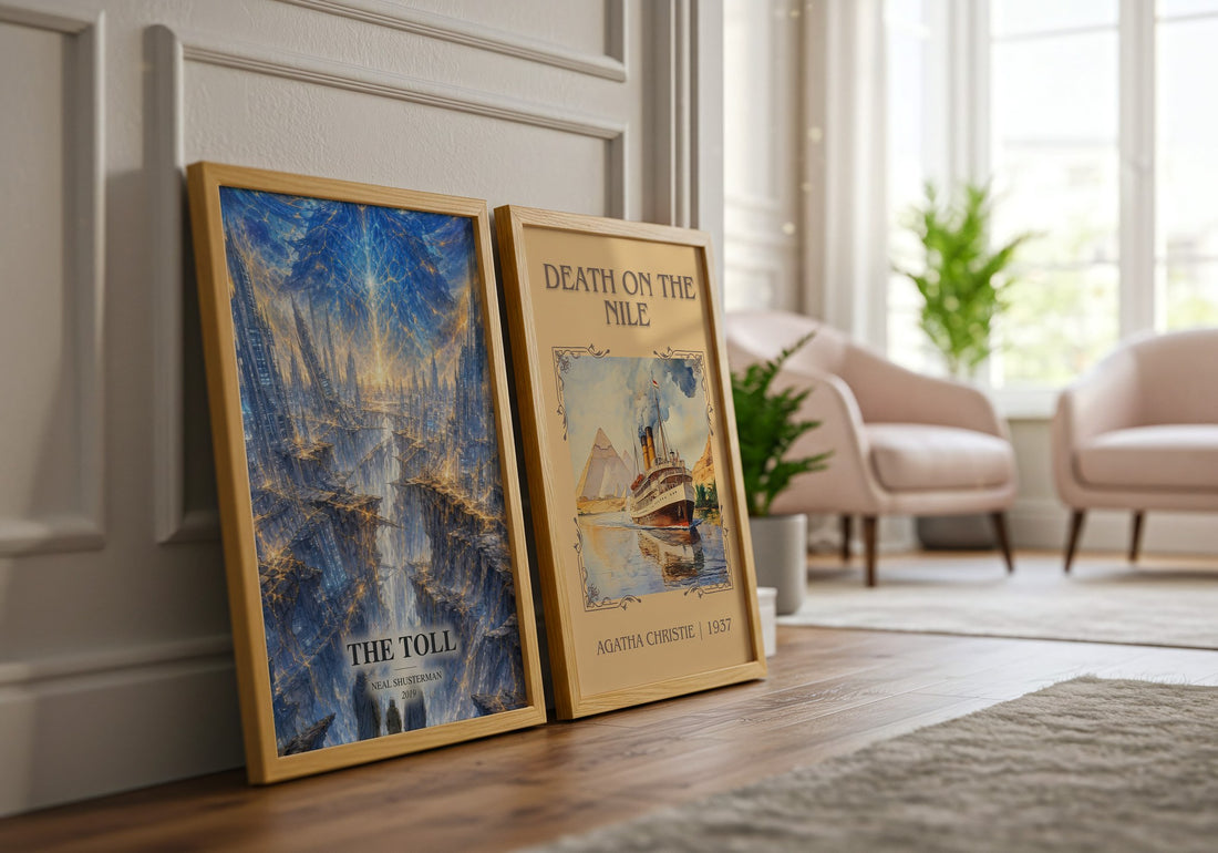 The Toll watercolour print framed by window – literary home decor