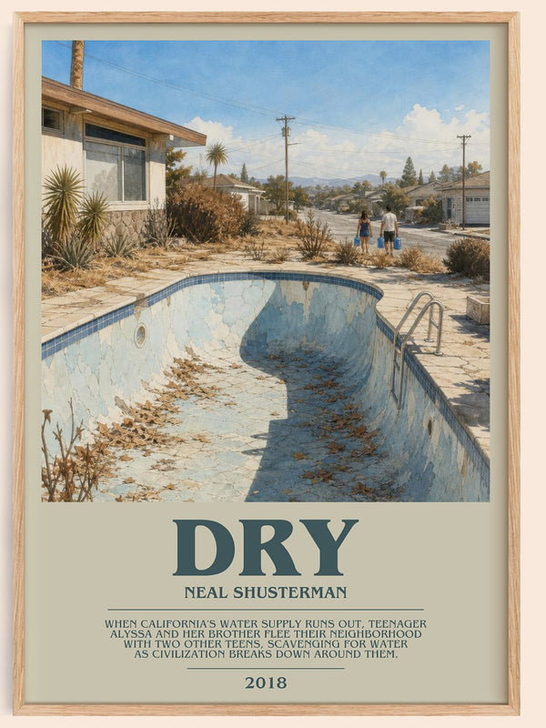 Dry bookish book poster by Neal Shusterman – framed literary art print