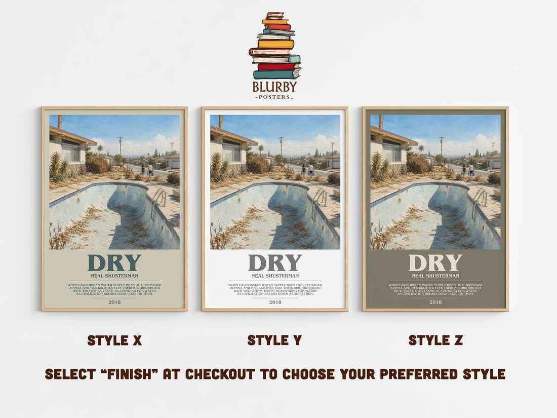 Dry bookish print in frame leaning in hallway – dystopian wall art (mockup)