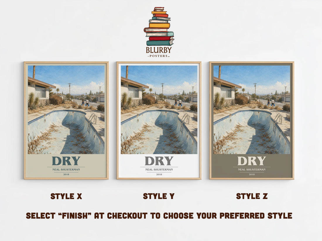 Dry book cover print in frame leaning in hallway – dystopian wall art (mockup)