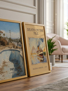 Dry watercolour print framed by window – literary home decor