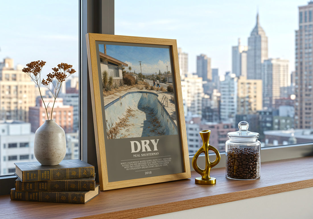 Dry bookish print framed by window – literary home decor