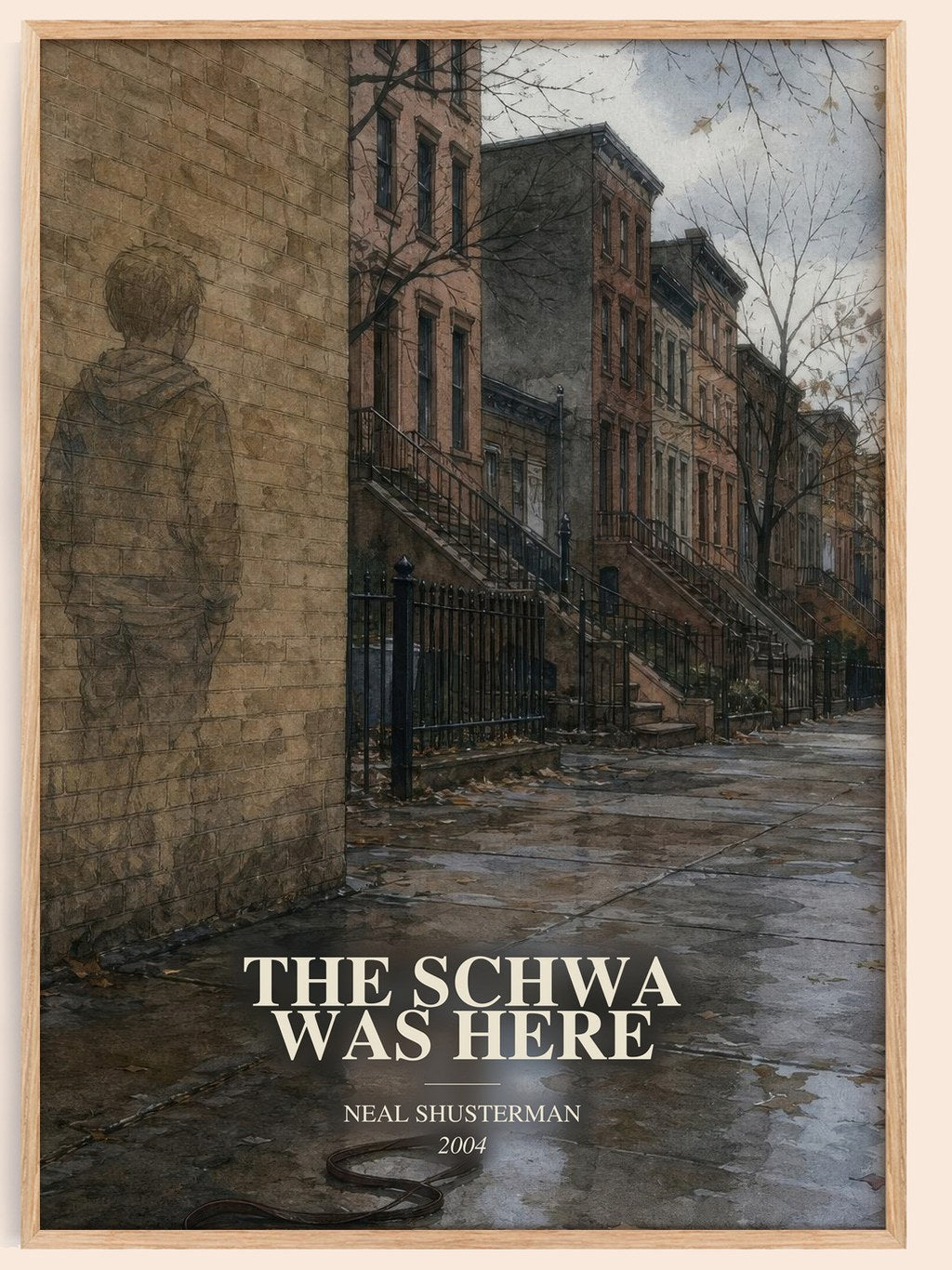 The Schwa was here watercolour book poster by Neal Shusterman – framed literary art print