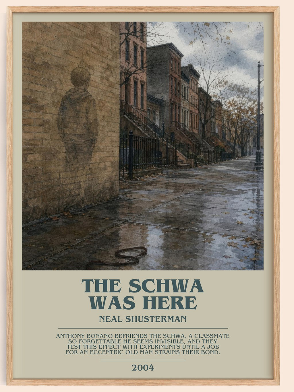 The Schwa was here bookish book poster by Neal Shusterman – framed literary art print