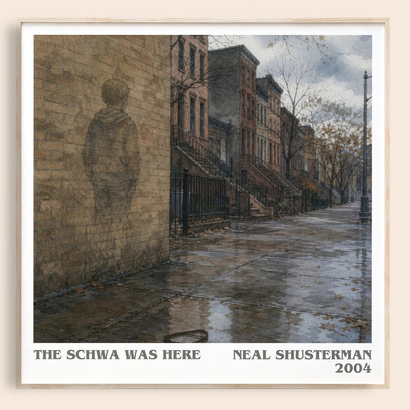 The Schwa was here literary book poster by Neal Shusterman – framed literary art print