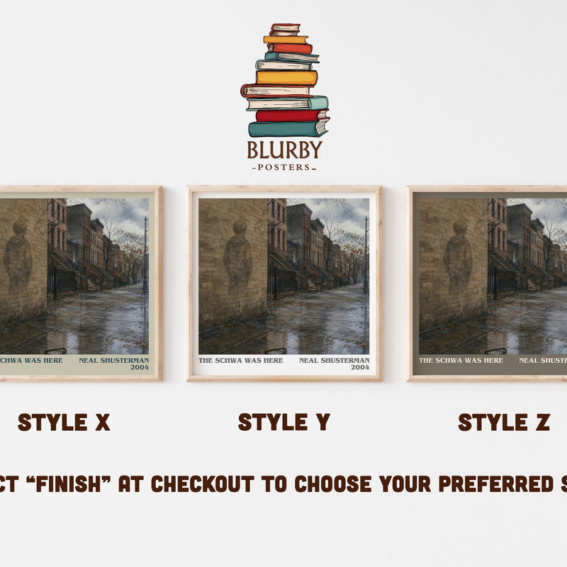The Schwa was here literary print in frame leaning in hallway – young adult wall art