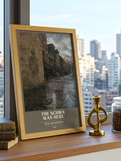 The Schwa was here book cover print framed by window – literary home decor