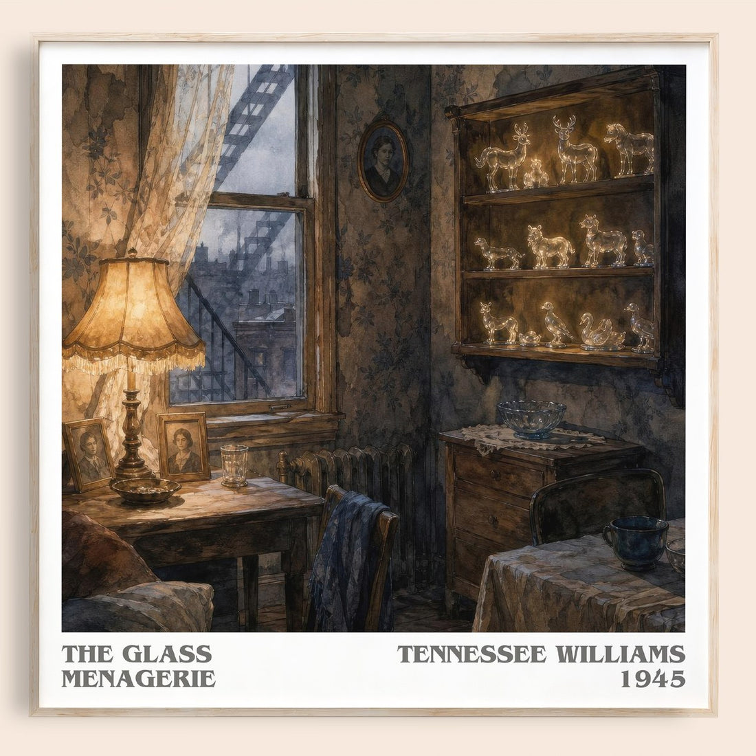 The Glass Menagerie literary book poster by Tennessee Williams – framed literary art print