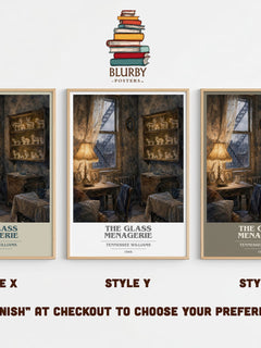 The Glass Menagerie book cover print in frame leaning in hallway – literary fiction wall art