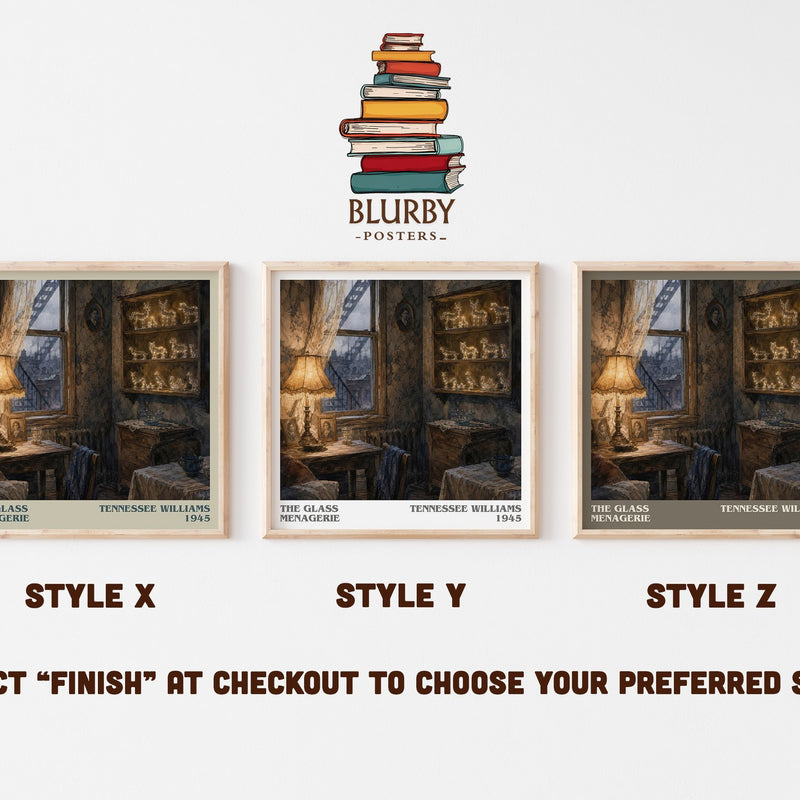 The Glass Menagerie literary print in frame leaning in hallway – literary fiction wall art