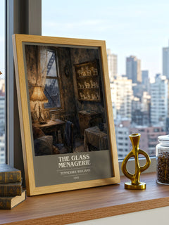 The Glass Menagerie book cover print framed by window – literary home decor