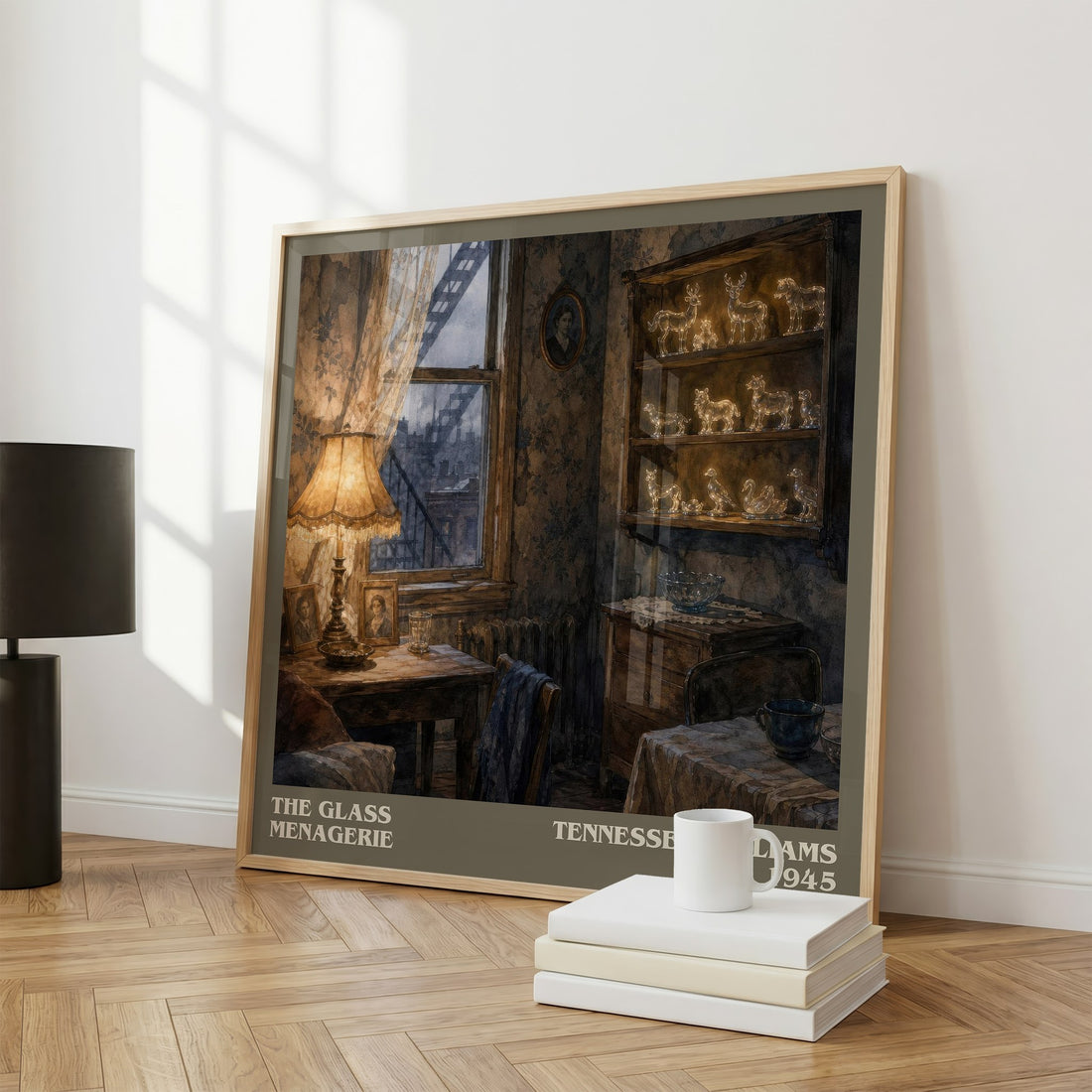 The Glass Menagerie literary print framed by window – literary home decor
