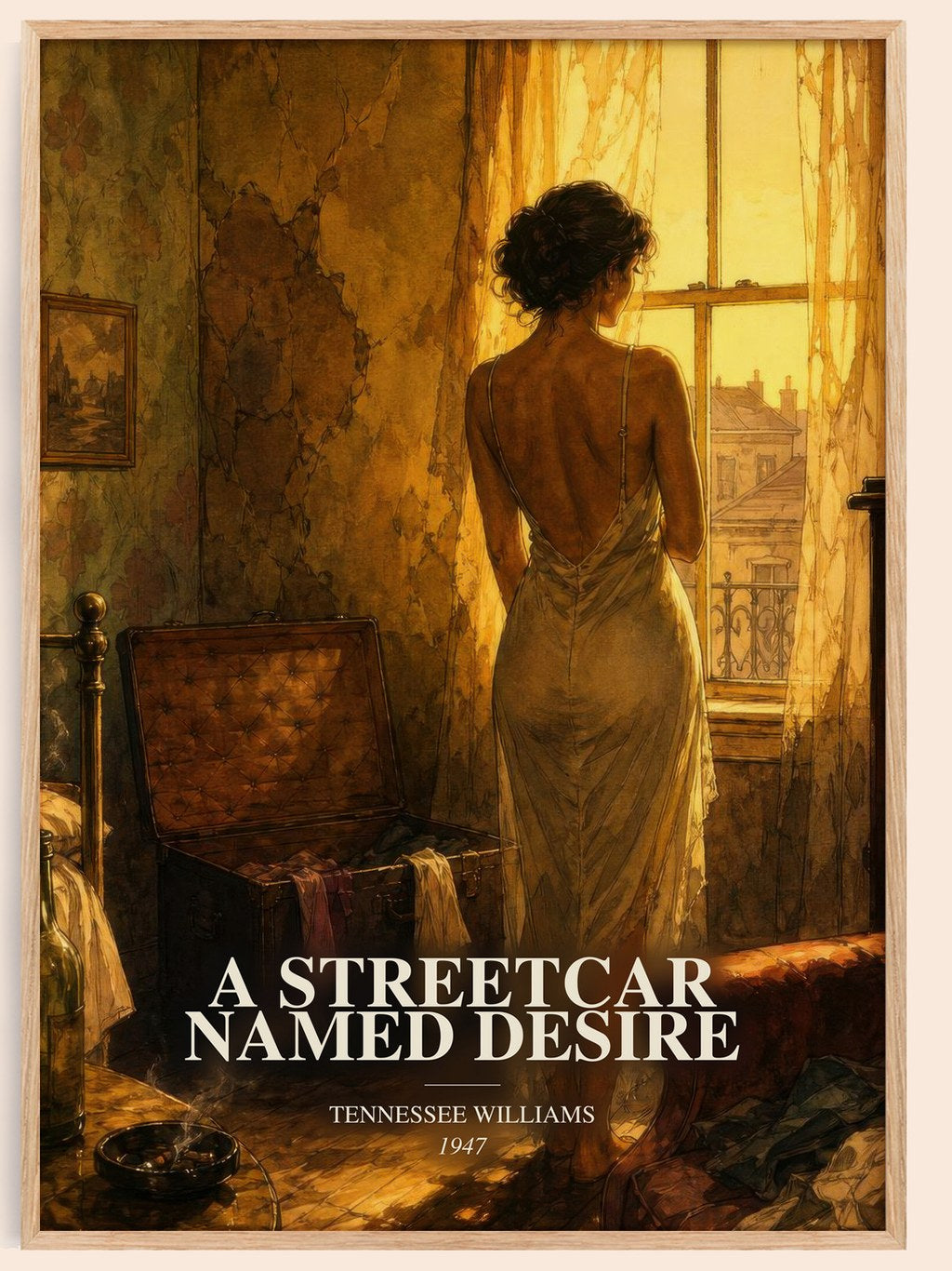 A Streetcar Named Desire watercolour book poster by Tennessee Williams – framed literary art print