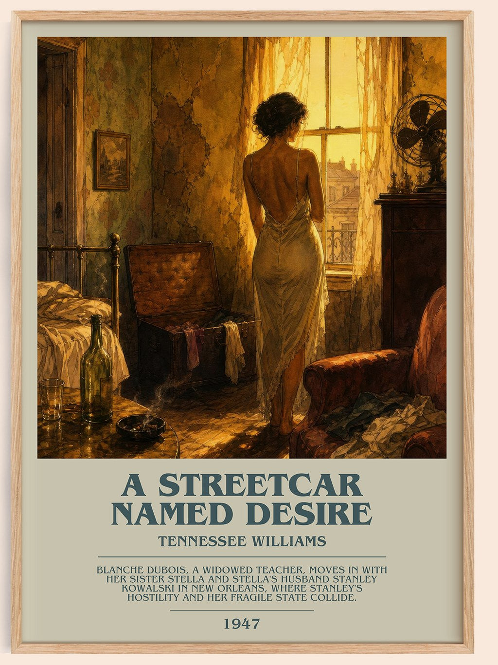 A Streetcar Named Desire bookish book poster by Tennessee Williams – framed literary art print
