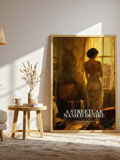 A Streetcar Named Desire watercolour print in frame leaning in hallway – classic literature wall art