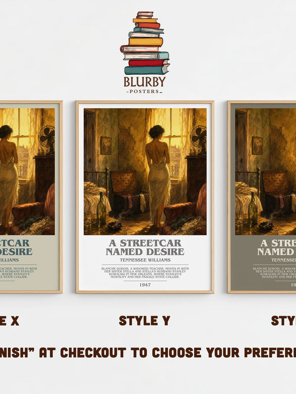 A Streetcar Named Desire bookish print in frame leaning in hallway – classic literature wall art
