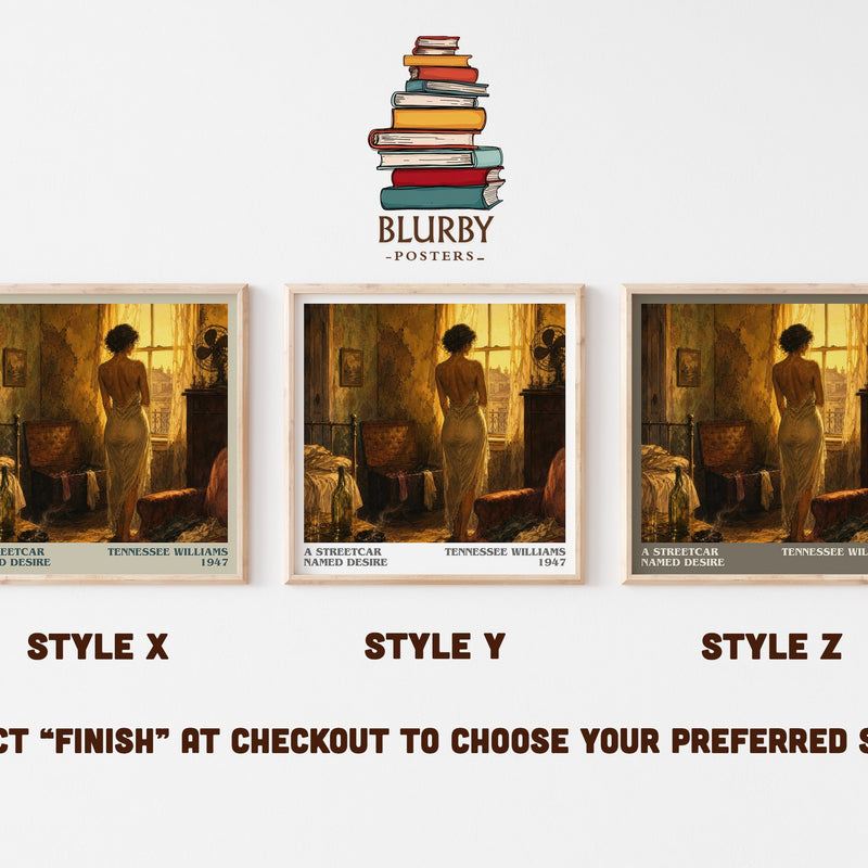 A Streetcar Named Desire literary print in frame leaning in hallway – classic literature wall art
