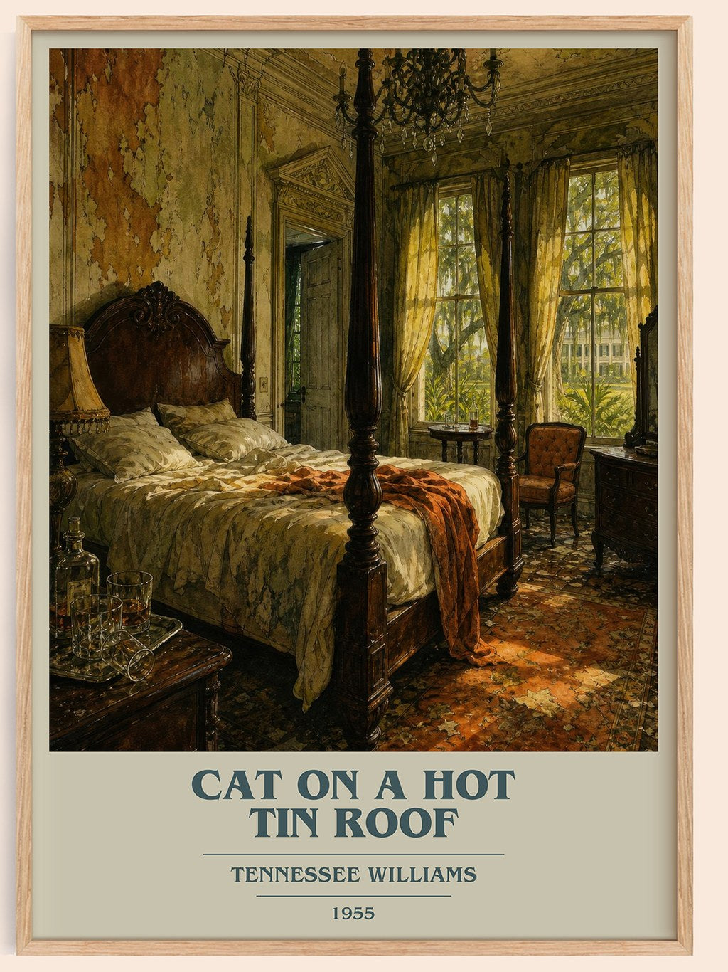 Cat on a Hot Tin Roof book cover book poster by Tennessee Williams – framed literary art print