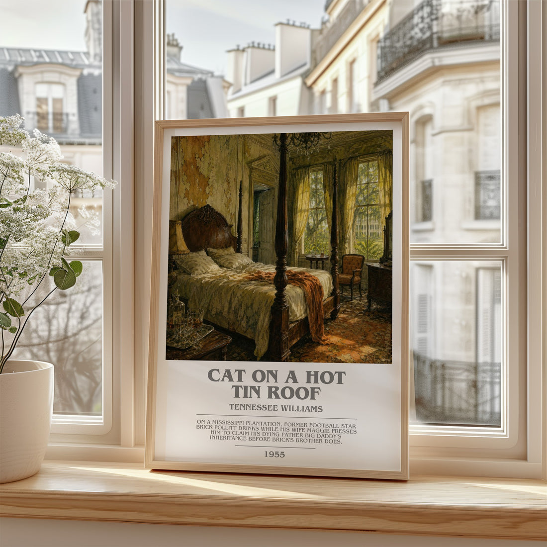 Cat on a Hot Tin Roof bookish poster colour and style options – Tennessee Williams book art