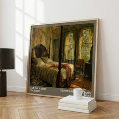Cat on a Hot Tin Roof literary print framed by window – literary home decor