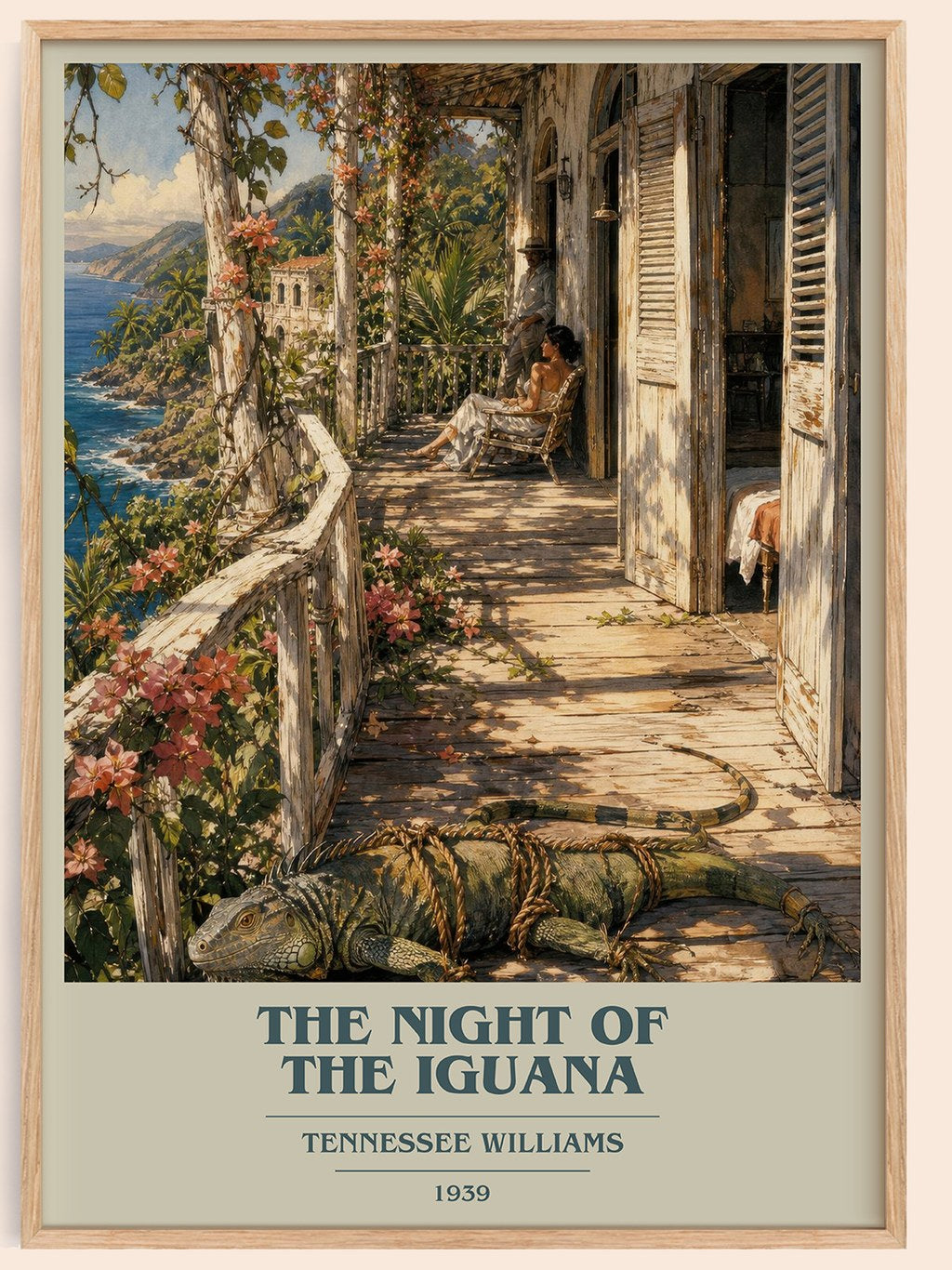 The night of the iguana book cover book poster by Tennessee Williams – framed literary art print
