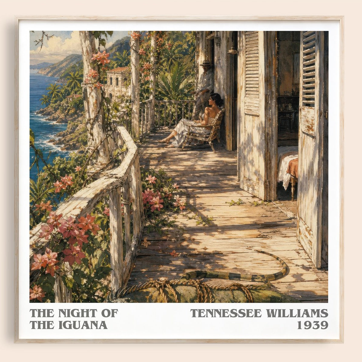 The night of the iguana literary book poster by Tennessee Williams – framed literary art print