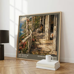 The night of the iguana literary print framed by window – literary home decor