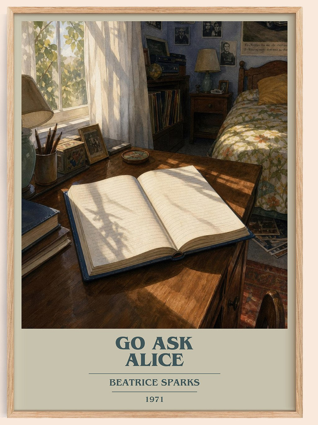 Go Ask Alice book cover book poster by Beatrice Sparks – framed literary art print