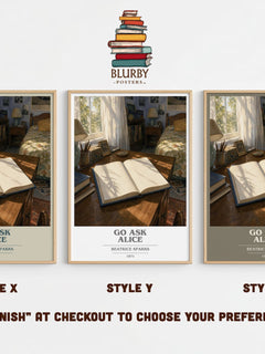 Go Ask Alice book cover print in frame leaning in hallway – young adult wall art