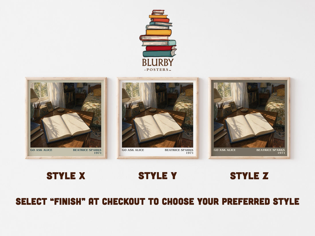 Go Ask Alice literary print in frame leaning in hallway – young adult wall art (mockup)