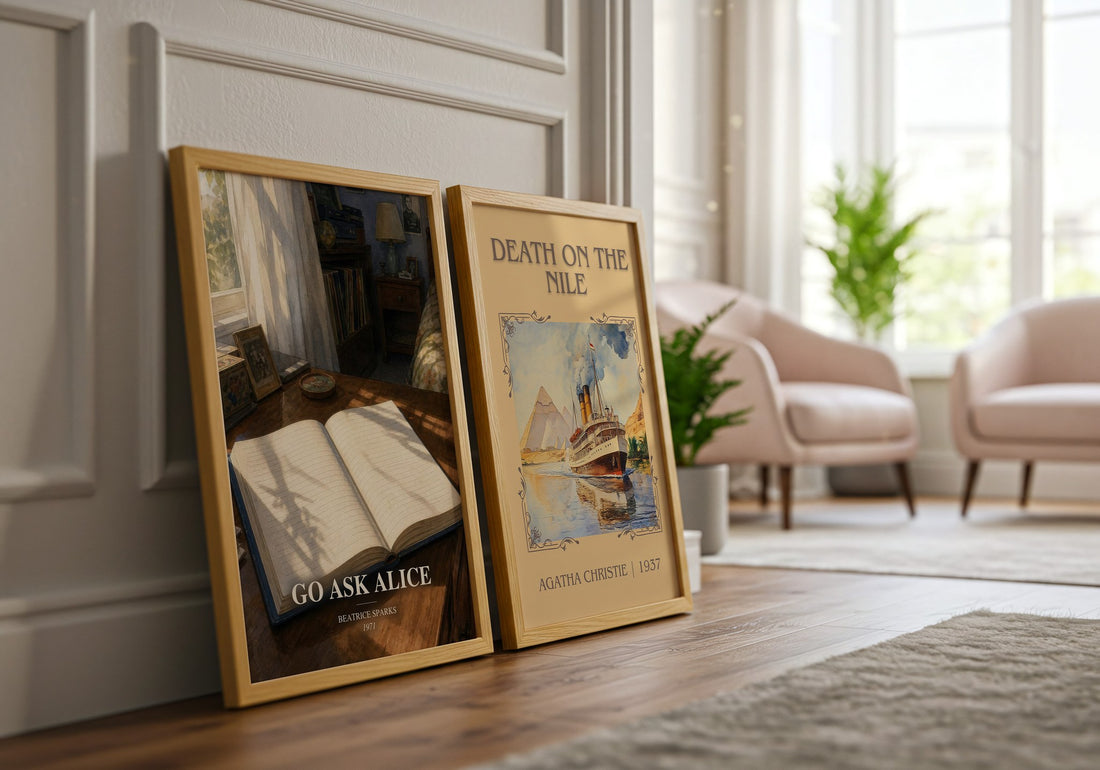 Go Ask Alice watercolour print framed by window – literary home decor