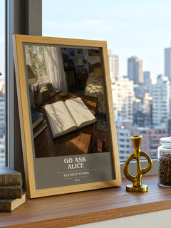 Go Ask Alice book cover print framed by window – literary home decor
