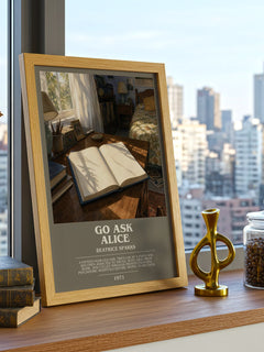 Go Ask Alice bookish print framed by window – literary home decor