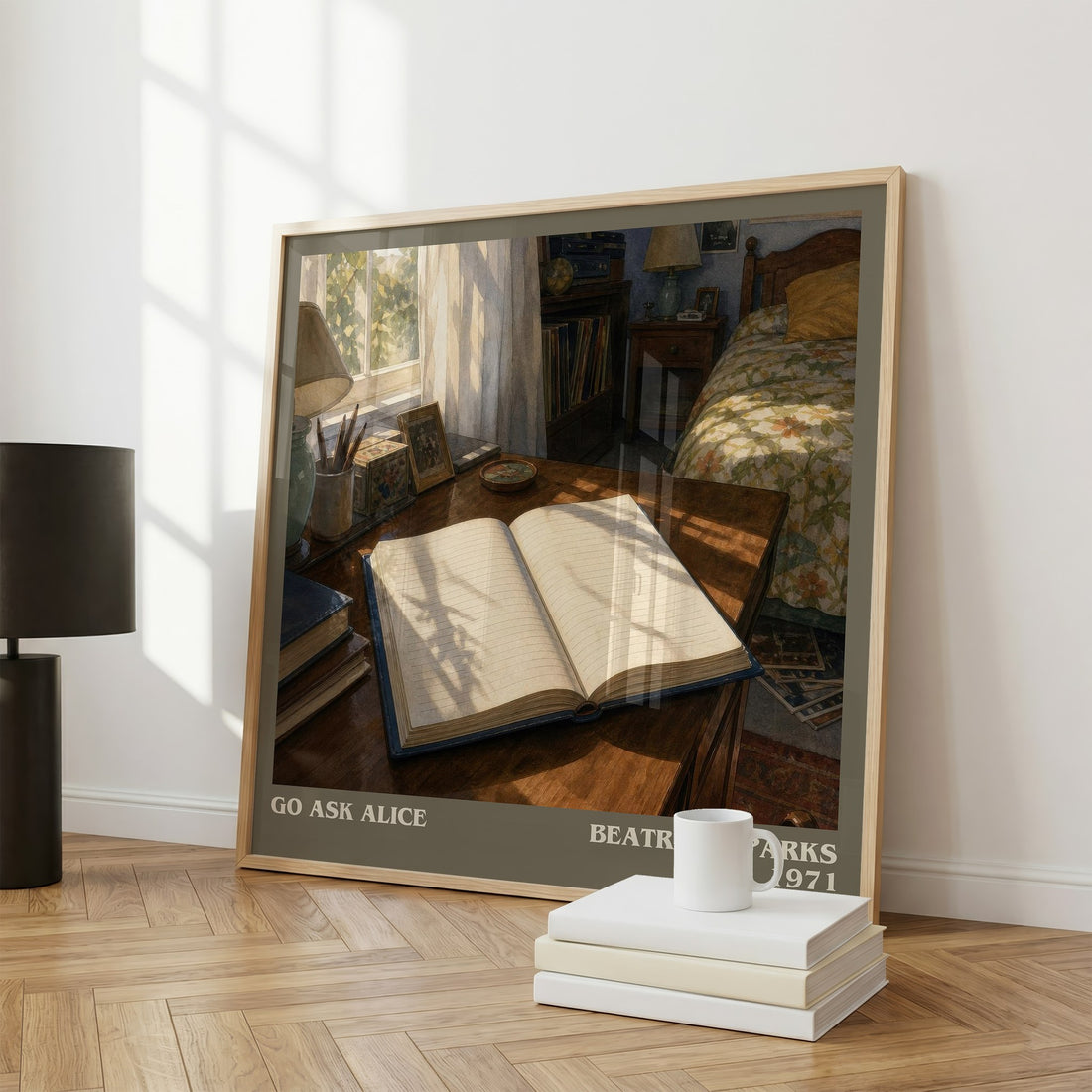 Go Ask Alice literary print framed by window – literary home decor