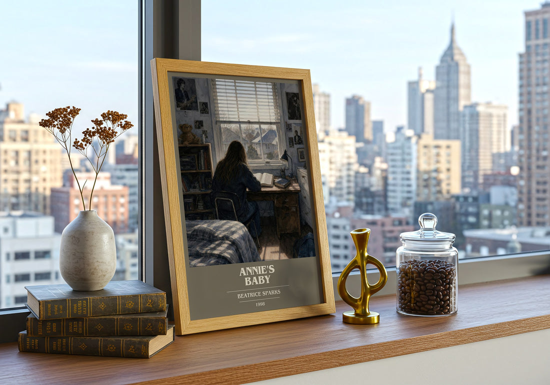 Annie's Baby book cover print framed by window – literary home decor