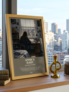 Annie's Baby bookish print framed by window – literary home decor