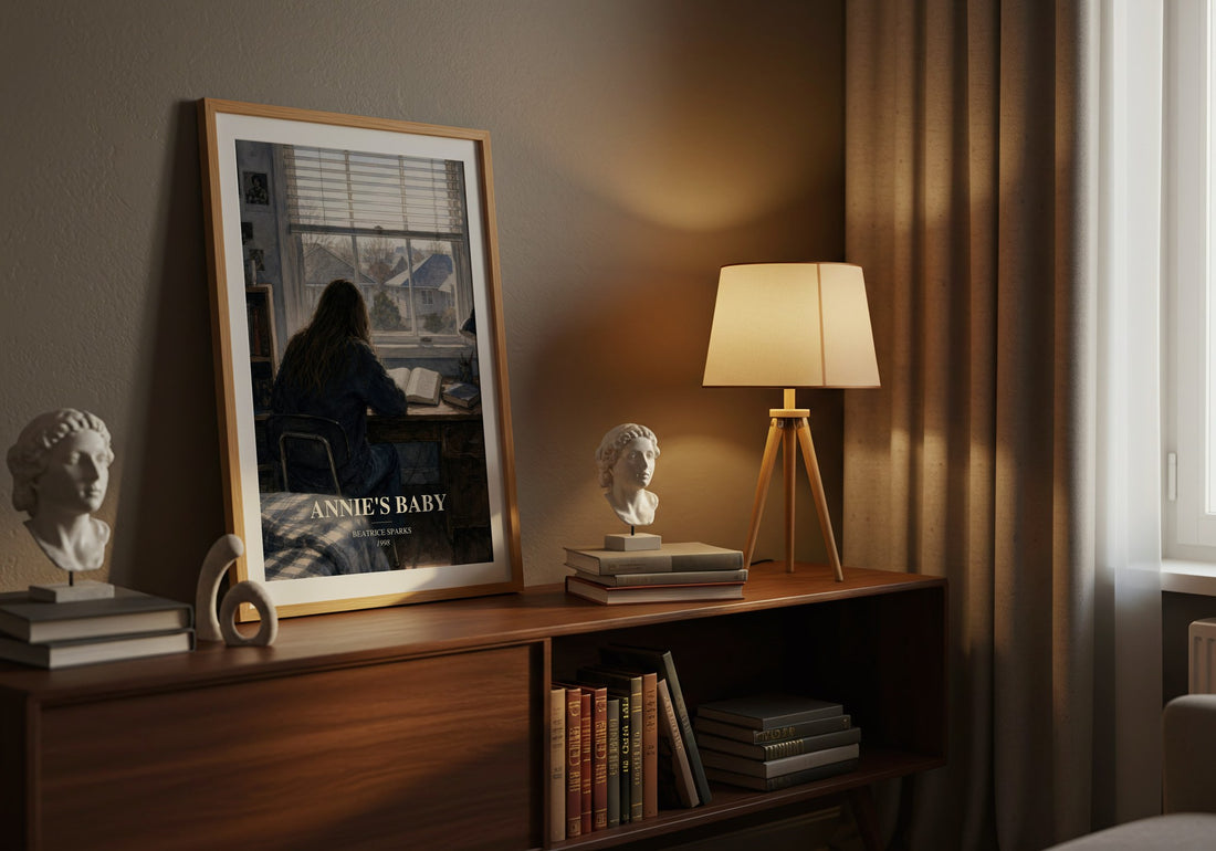Annie's Baby watercolour print on bookshelf – Beatrice Sparks fan gift