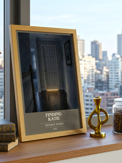 Finding Katie book cover print framed by window – literary home decor