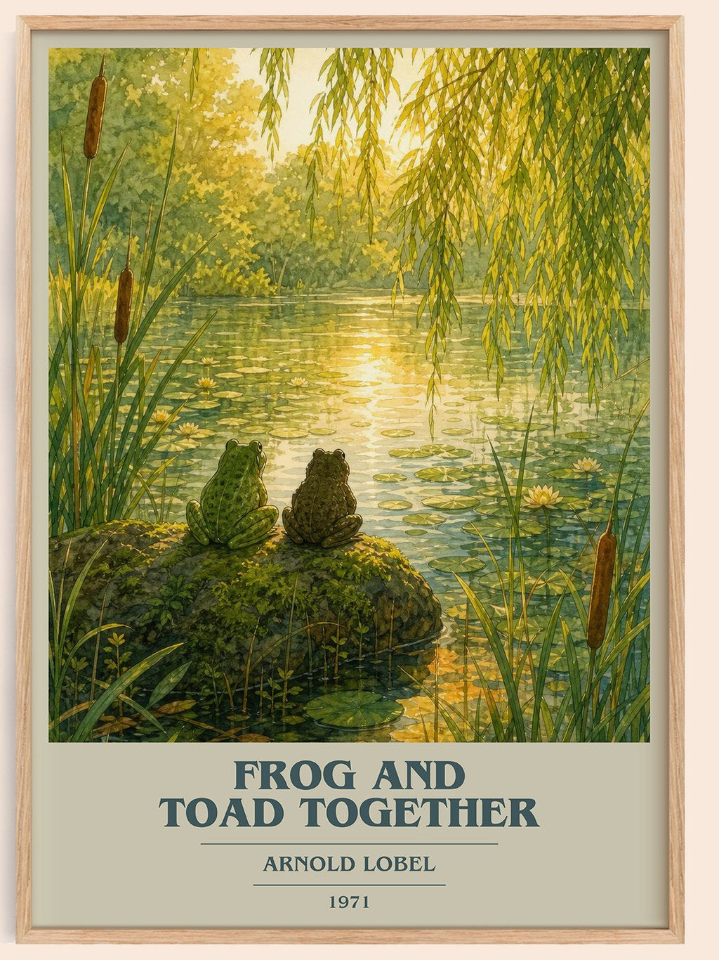 Frog and Toad Together book cover book poster by Arnold Lobel – framed literary art print