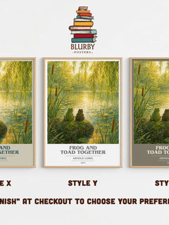 Frog and Toad Together book cover print in frame leaning in hallway – childrens wall art