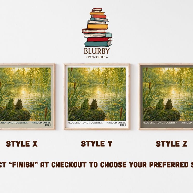 Frog and Toad Together literary print in frame leaning in hallway – childrens wall art