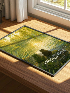 Frog and Toad Together watercolour book poster framed on wall – childrens wall art