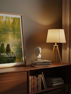 Frog and Toad Together watercolour print on bookshelf – Arnold Lobel fan gift