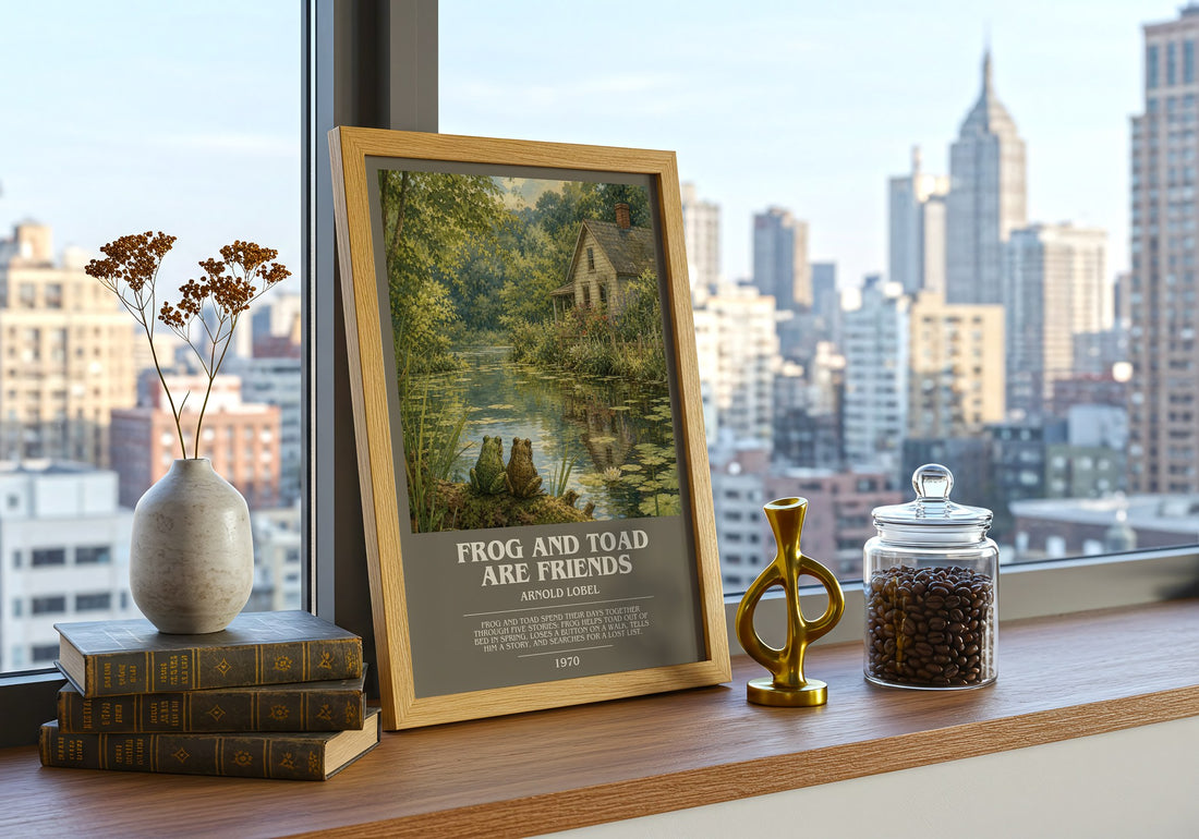 Frog and Toad Are Friends bookish print framed by window – literary home decor