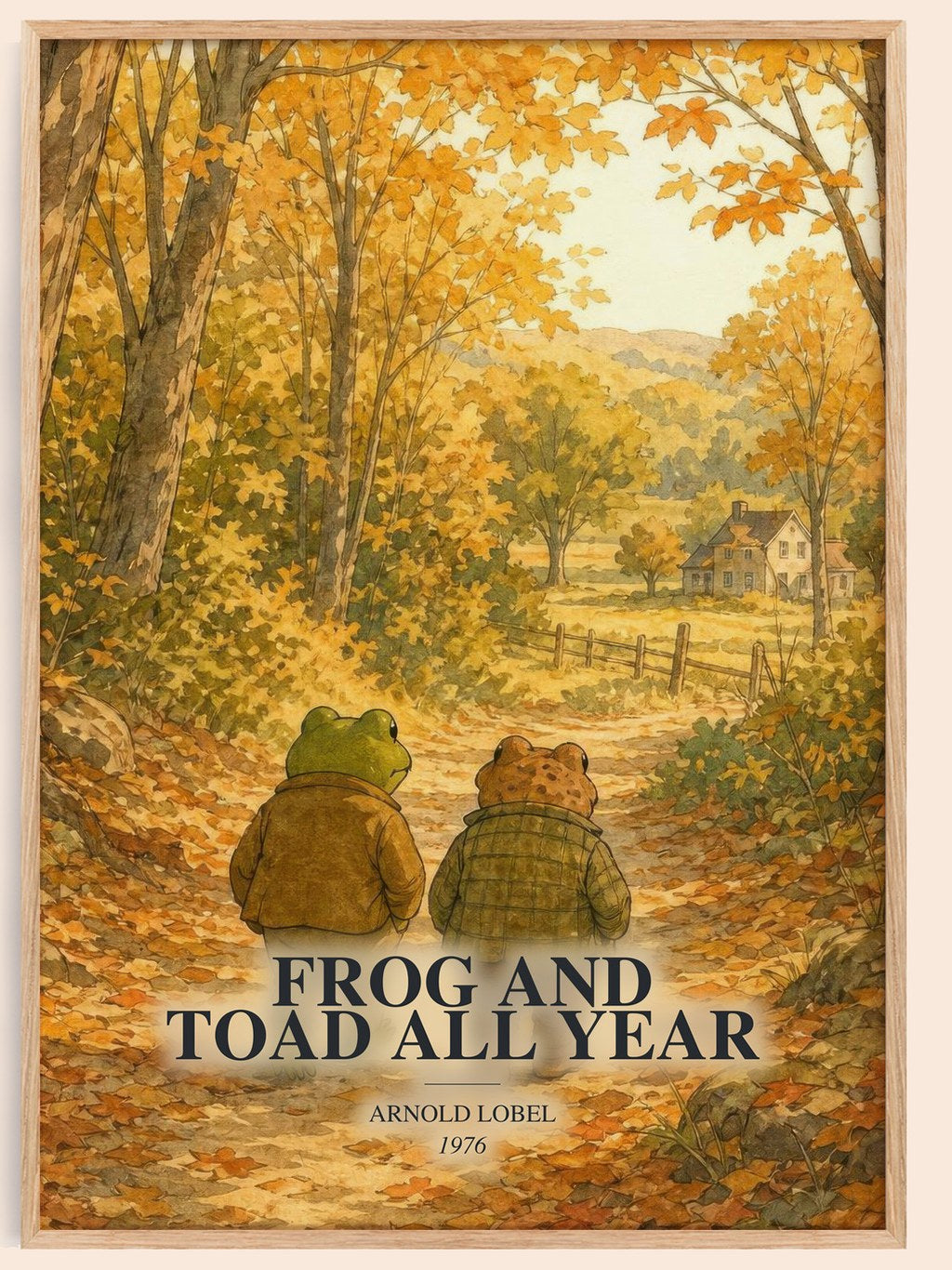 Frog and Toad All Year watercolour book poster by Arnold Lobel – framed literary art print