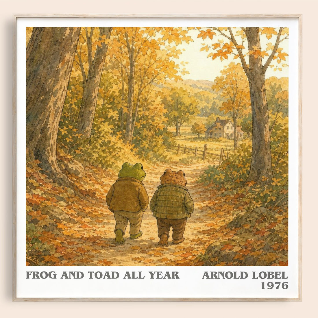 Frog and Toad All Year literary book poster by Arnold Lobel – framed literary art print